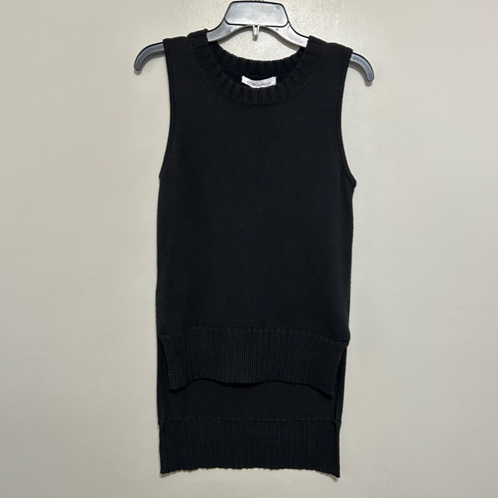 BCBGeneration Sweater Vest Women S Black New High Low Hem Ribbed